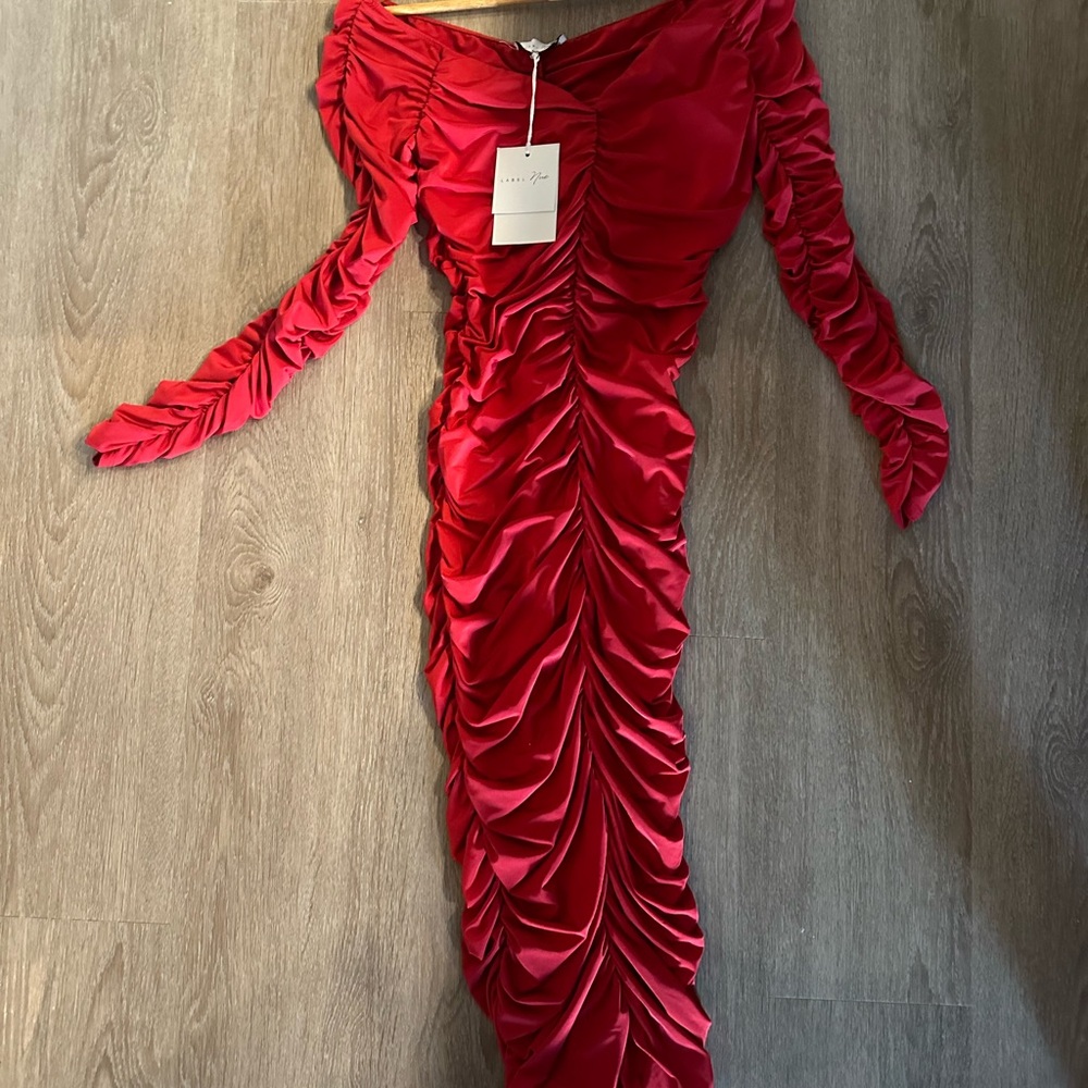 Elegant Red Ruched Dress